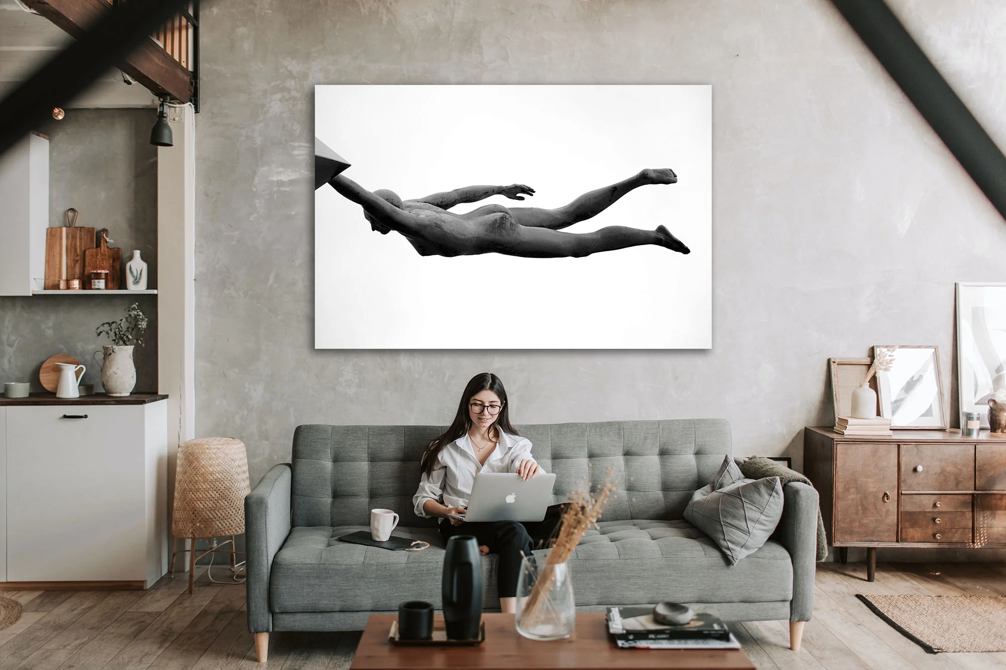 tablou canvas abstract alb negru ABWL 013 2